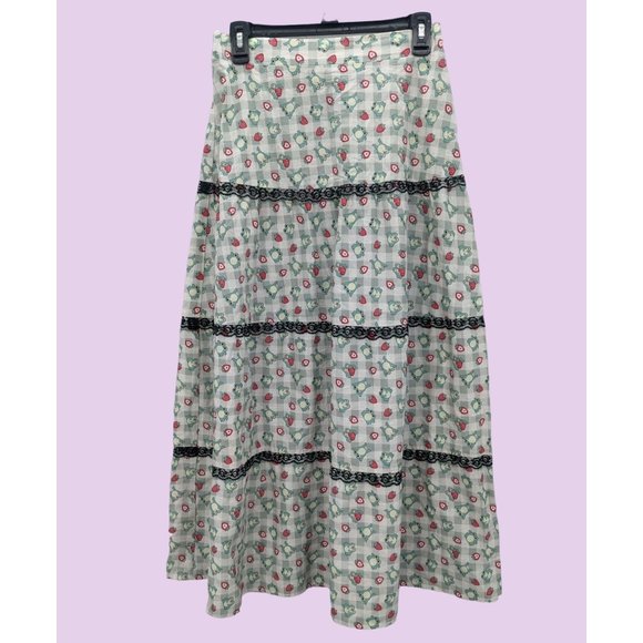Hot Topic Dresses & Skirts - Hot Topic Women's Frogs & Strawberries Tiered Lace Maxi Sage Green Skirt M